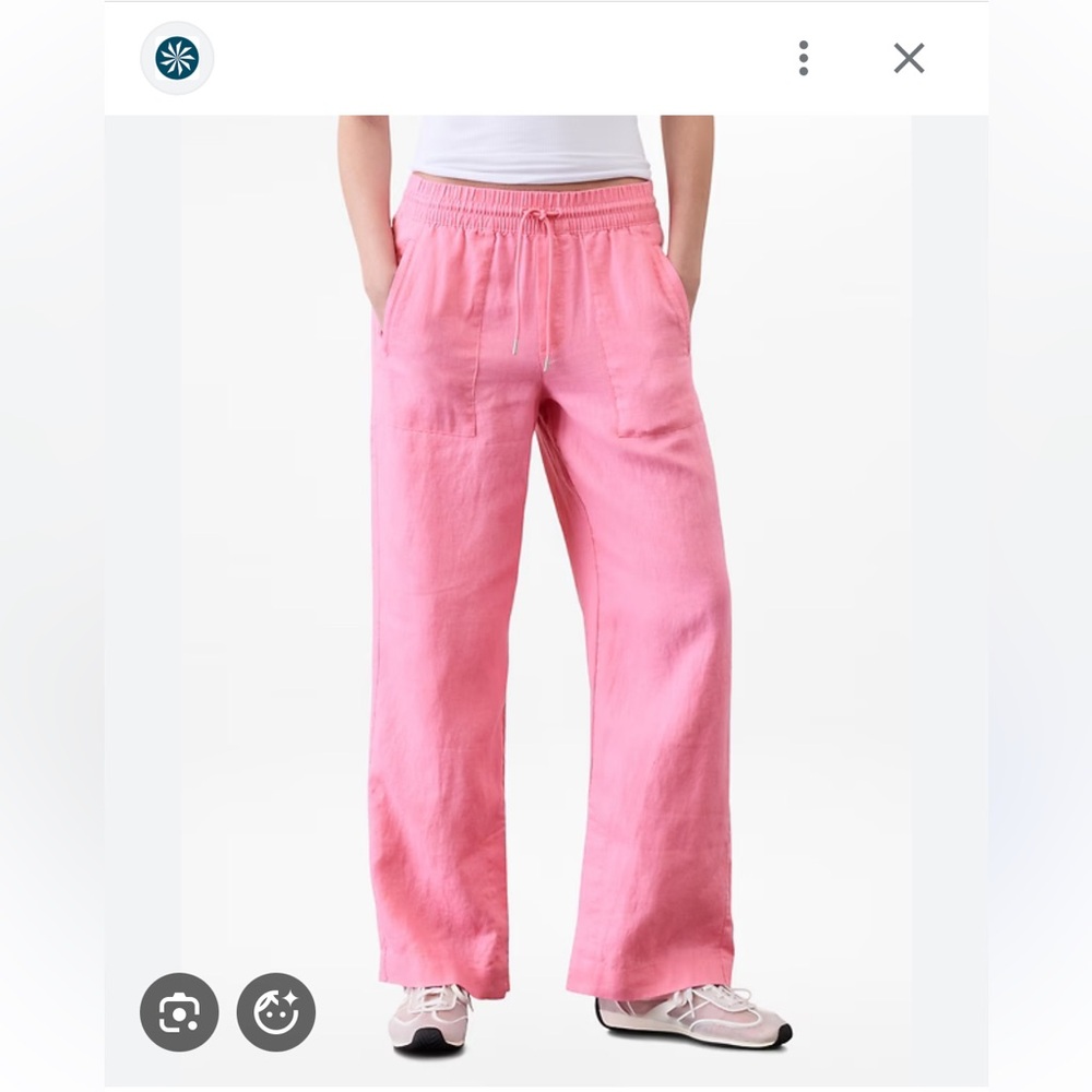 NWT Athleta Retreat Linen High Rise Wide Leg Pant Sz Small Raphanus Pink